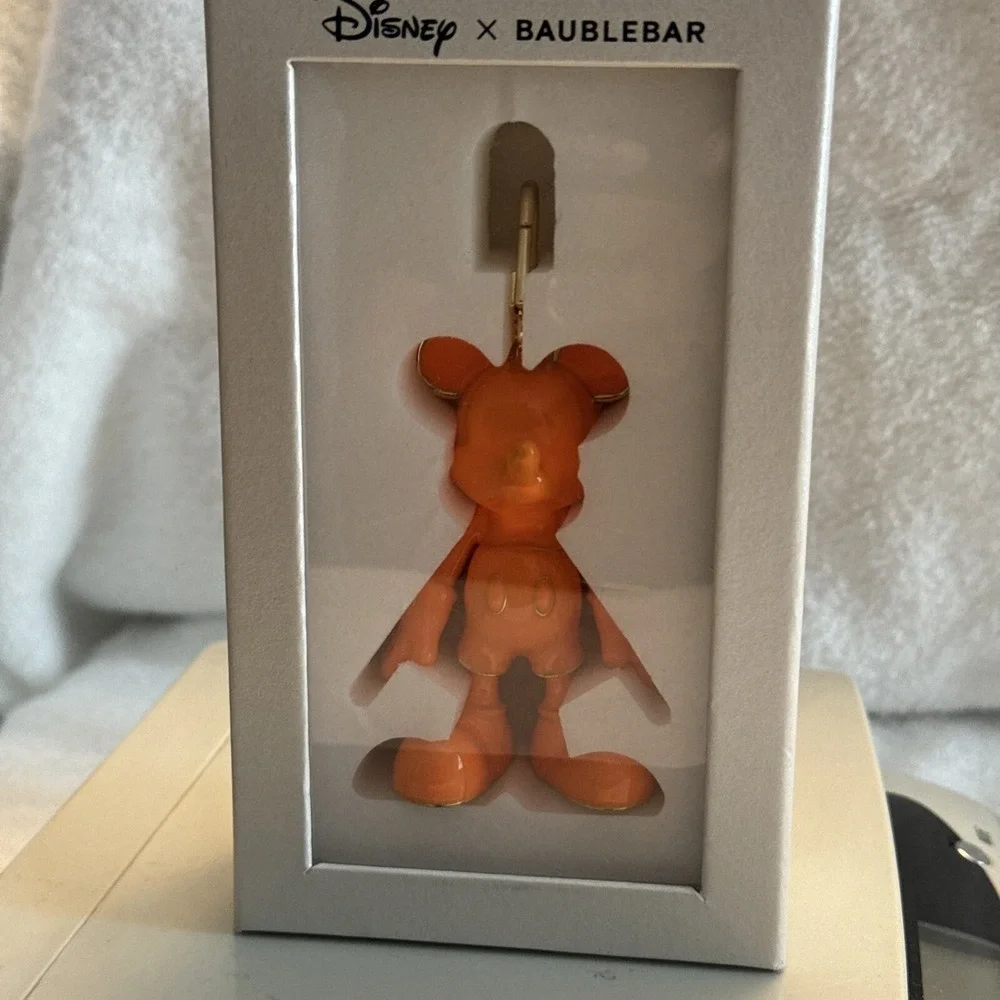 Disney x Baublebar Orange Mickey Mouse Keychain Bag Charm With Box